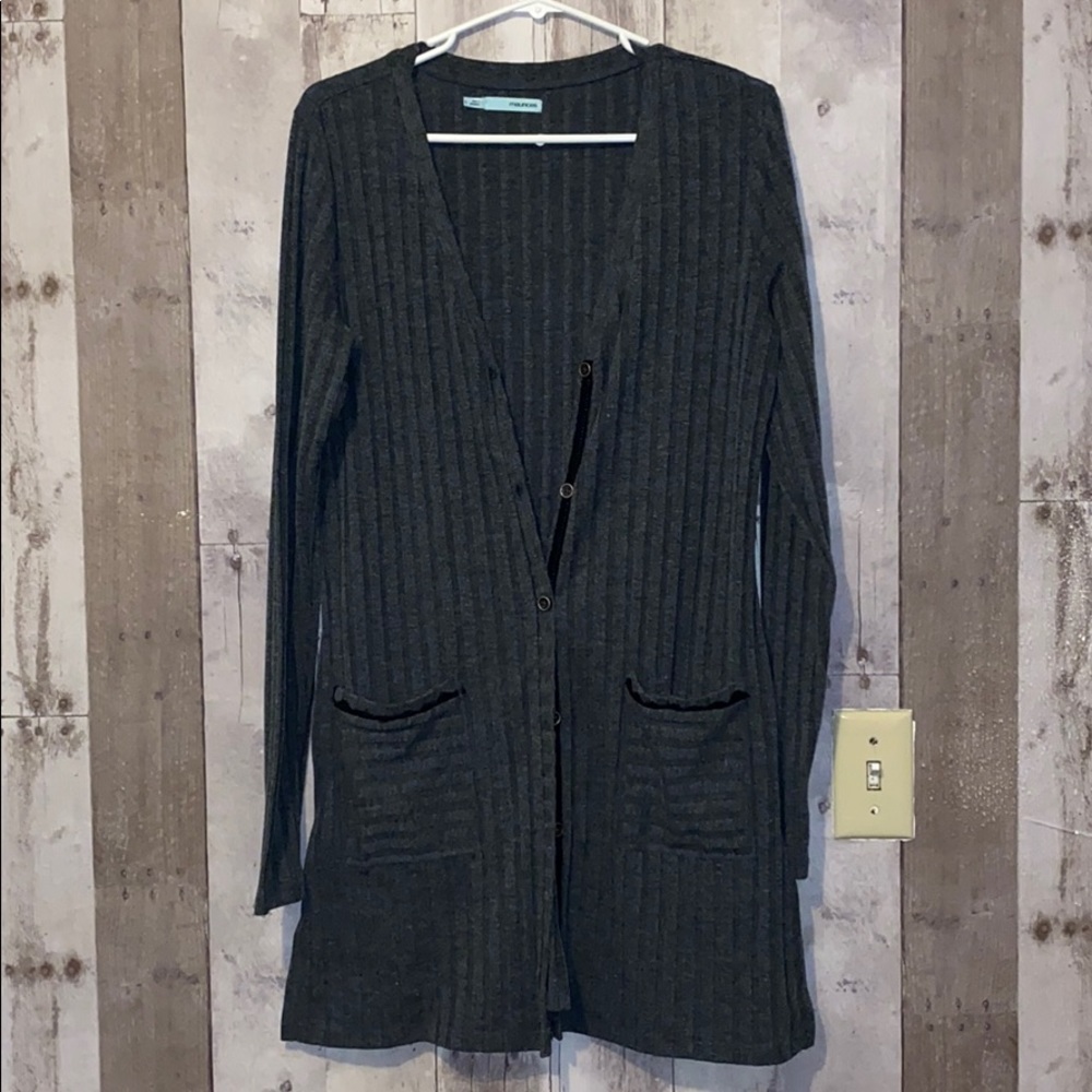 GRAY LONG CARDIGAN